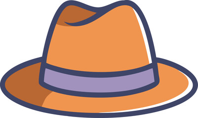 fedora hat color vector icon  on white or transparent background