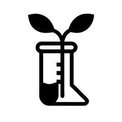 Plant in test tube silhouette on transparent background for web and graphic design