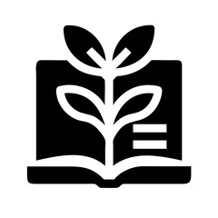 Plant in book research silhouette on transparent background for web and graphic design