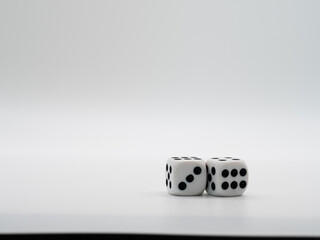 Black and white dice on white background