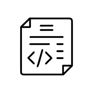 Setting document icon with code brackets on transparent background for web and graphic design