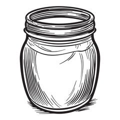 Hand Drawn Vintage Mason Jar Illustration on white background, perfect for vintage designs