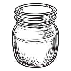 Hand Drawn Vintage Mason Jar Illustration on white background, perfect for vintage designs