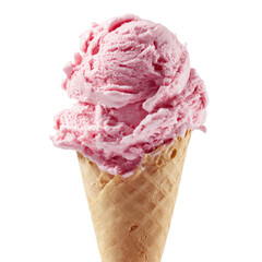  Pink Ice Cream Cone on Transparent Background