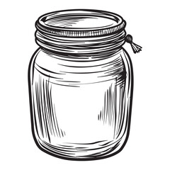 Hand Drawn Vintage Mason Jar Illustration on white background, perfect for vintage designs