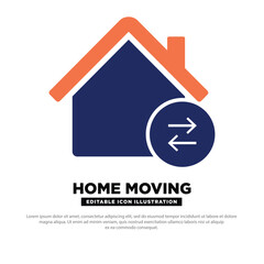 Home Moving Icon With Arrows Transfer in House Symbol. Editable vector icon.