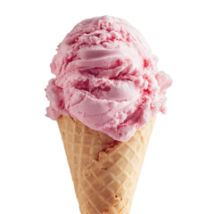  Pink Ice Cream Cone on Transparent Background