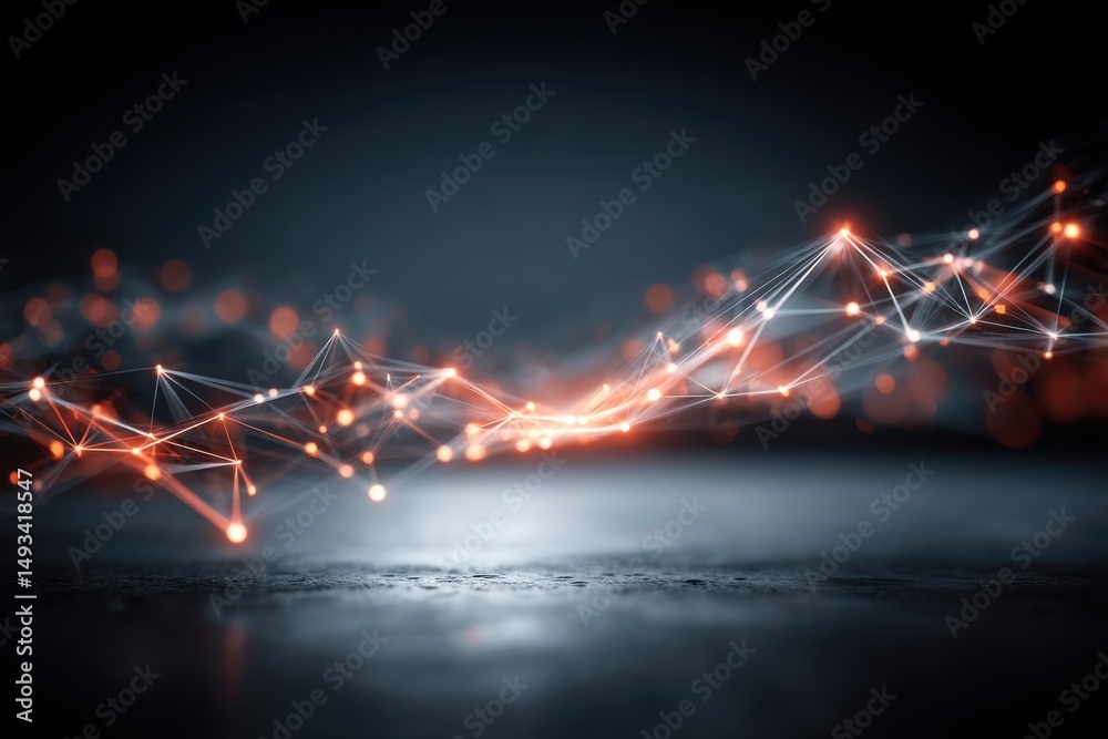 Poster a futuristic technology network with glowing nodes and interconnected lines creates an abstract and 