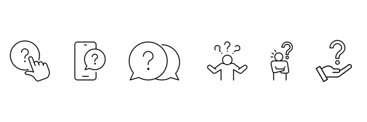 Question line icon set. Problem, confusion, asking and questioning, question mark. Confusing man icon outline vector illustration. 