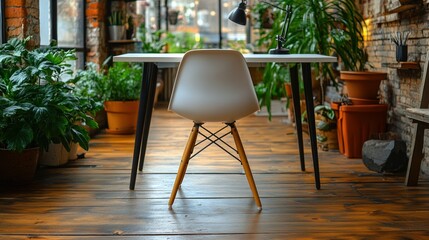 Modern workspace with plants