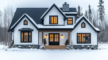 Modern winter home exterior