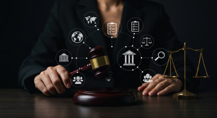 Law & Justice: Gavel, Scales, and Global Compliance. Legal Solutions for a Fair World. Professional Legal Representation.