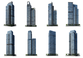 Modern Skyscraper 3D Models Free Download  HighRes Images isolated on transparent background