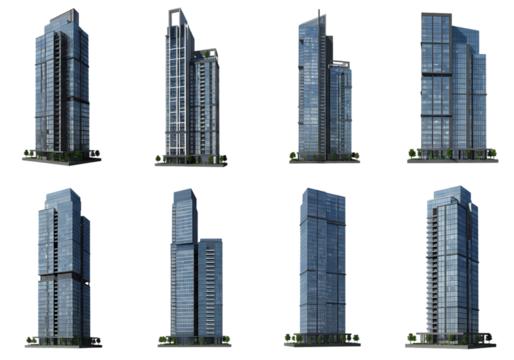 Modern Skyscraper 3D Models Free Download  HighRes Images isolated on transparent background