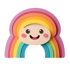 A paper punch with happy face and rainbow-shaped holes, joyful office tool, isolated on transparent background 