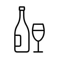 Wine bottle and glass drinks bar or fine dining on transparent background for web and graphic design