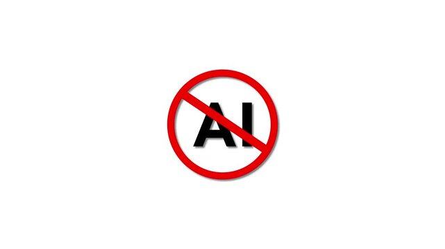 Anti AI symbol, no ai sign, no to artificial intelligence.