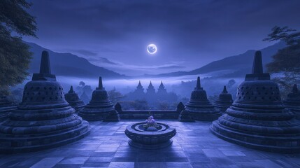 Mystical Sunrise over Ancient Temples