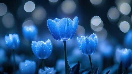 Night-blooming blue tulips