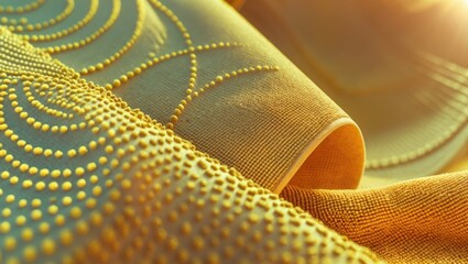 An up-close shot of a textured area displaying a grid of tiny, raised dots, bordered by concentric circles.