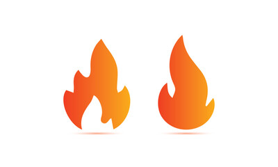 A collection of two stylized flame icons is displayed in two rows, each varying in color from shades of red, orange, and yellow