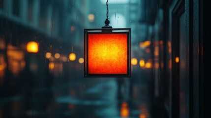 Rainy night city street lamp