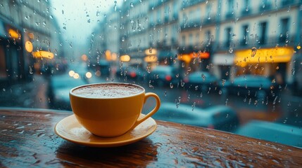 Rainy day coffee in Paris