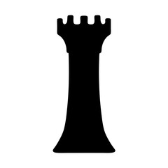 Black and white silhouette of a chess rook piece in strategy game