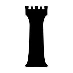 Silhouette of a Rook Chess Piece Isolated on a White Background