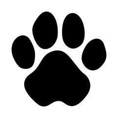 Isolated black paw print on a white background for pet identification