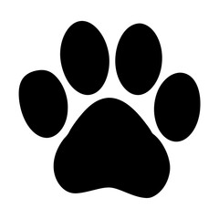 Single Isolated Black Paw Print Symbol on a Clean White Background