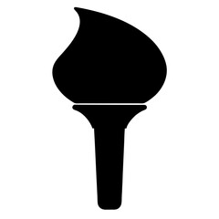 A Simple Black Torch Symbol on a White Background Represents Light