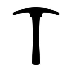 Silhouette of a black ice ax tool for climbing mountains and glaciers