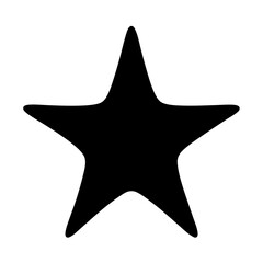 Stylized Black Star Isolated on White Background, Simple and Bold Design