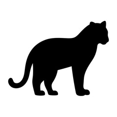 Black panther silhouette standing against a white background, strong and stealthy
