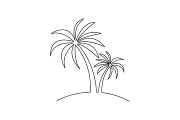 Naklejka premium Palm Tree Minimalist Icon One Line Drawing Vector Illustration 