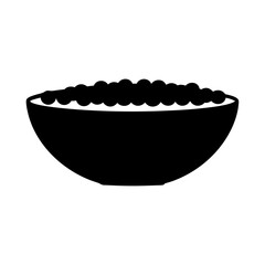 Monochrome illustration of a bowl filled with small round objects, design element