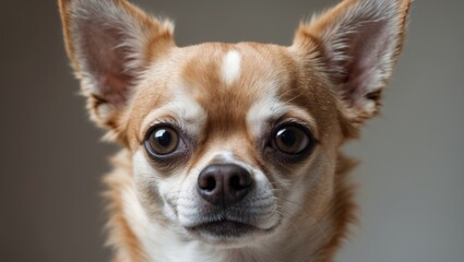 A detailed shot of a chihuahua's face.