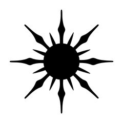 Abstract Black Sunburst Design with Pointed Rays on a White Background