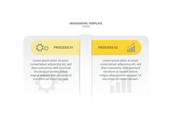 2 step infographic design. schedule concept with paper layout. can be used for workflow illustration