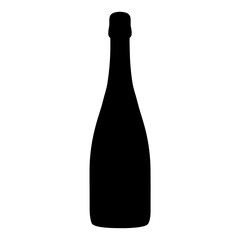 Sleek Black Silhouette of a Champagne Bottle against a Crisp White Background