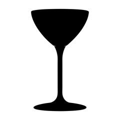 Elegant black silhouette of a stemmed cocktail glass on white backdrop