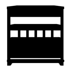 Black silhouette image of wooden shelf or cabinet for storage purposes