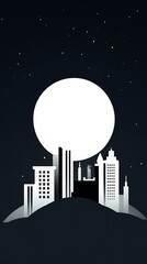 Fototapeta premium 満月の街影