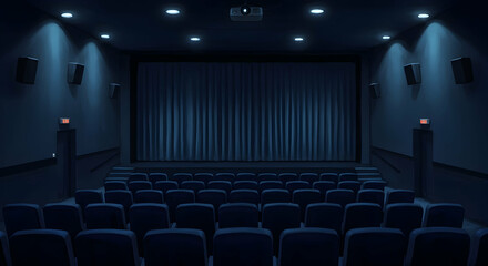 Fototapeta premium Empty Movie Theater Seats Dark Room Cinema Night Film Show