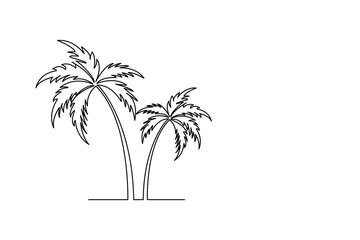 Obraz premium Palm Tree Minimalist Icon One Line Drawing Vector Illustration 