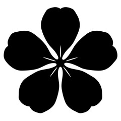 Simple graphic black five petaled flower with white center design element
