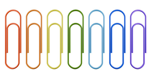 Fototapeta na wymiar A row of vibrant paper clips in various colors, ideal for organizing paperwork. 3d rendering