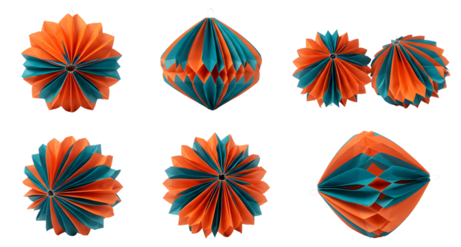 Diy paper decorations tutorial: how to make honeycomb balls and paper lanterns for party decorations festa junina - june festivals on transparent background