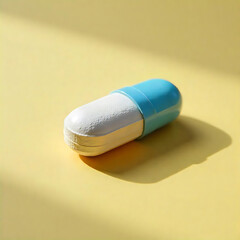 Single capsule pill on yellow background